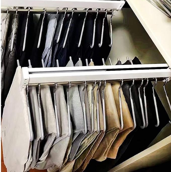 Pull Out Closet Rod - Retractable Closet Rod, 30-80 Cm Pull-out Clothes Rail, Extendable Wardrobe Rail In Steel, Household Sp