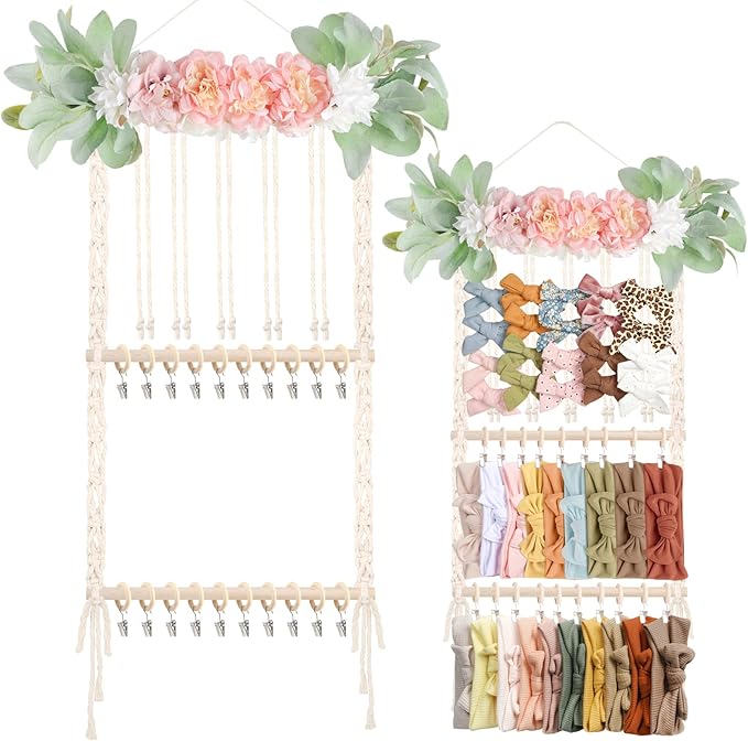 POVETIRE Headband Holder - Hair Bows Organizer & Display Storage Wall Hanging Decor for Baby Nursery & Toddler Girls Room