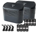 Kitbest (2 Pack Car Trash Can Bin with Lid, 120 pcs Trash Bags and 4 pcs Car Hooks. Mini Car Garbage Can, Dustbin Can Organizer Storage for Front Back Seat Accessories for Car Office Home