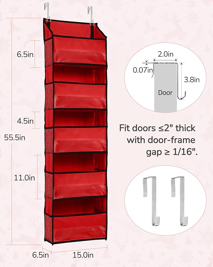 ULG 1 Pack Over The Door Organizer – 5 Shelf Door Organizer Hanging & 10 Side Pockets, Reinforced 44LB Capacity Hanging Organ
