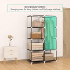 MOGELAFOO 35 Inch Portable Closet for Small Room, Clothing Organizer Storage Rack with Non-Woven Fabric Cover, 1 Clothes Hang