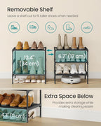 SONGMICS Shoe Rack, 3-Tier Shoe Storage Organizer, Space-Saving, 11.7 x 16.5 x 19.1 Inches, Entryway, Metal Frame, Non-Woven 