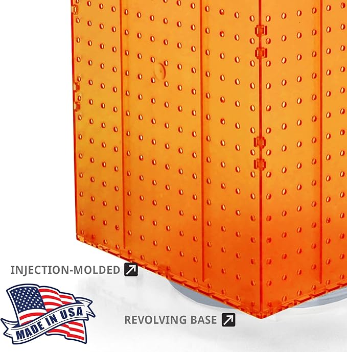 Azar Displays 701414-ORG-4C32 Rotating Countertop Display Kit with Peg Hooks Included, 14 Inches Wide x 14 Inches Deep x 20 I