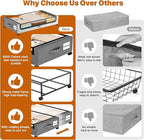 Under Bed Storage with Wheels,XXL 60L Under Bed Storage Containers with Clear Lids, Rolling Under Bed Metal Drawer for Clothe