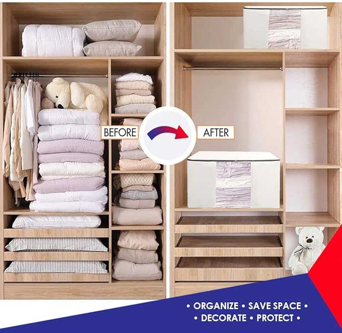 Cube Vacuum Storage Bags, Space Saver Bags, Decorative Totes with Cubic Vacuum Compression Seal Bags for Clothing & Bedding. 