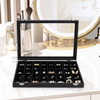 Wudygirl Jewelry Organizer 40 Grid Earring Holder Organizer with Clear Lid Jewelry Box for Rings Earrings Bracelets Storage D