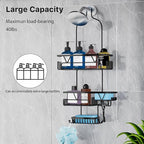 DAOYA Over the Shower Head Caddy with 2 Baskets & Soap Holder, Non-Slip Design for 0.82-Inch Showers, Black, Stainless Steel