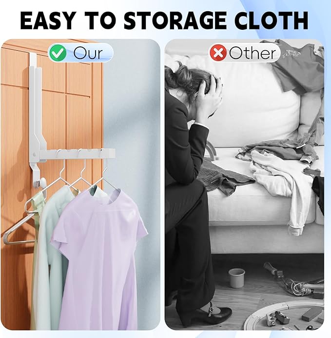 2 Pack Over The Door Hanger Folding Clothes Drying Rack, Folding Hanging Coat Rack for Indoor Laundry Room Compact Small Spac