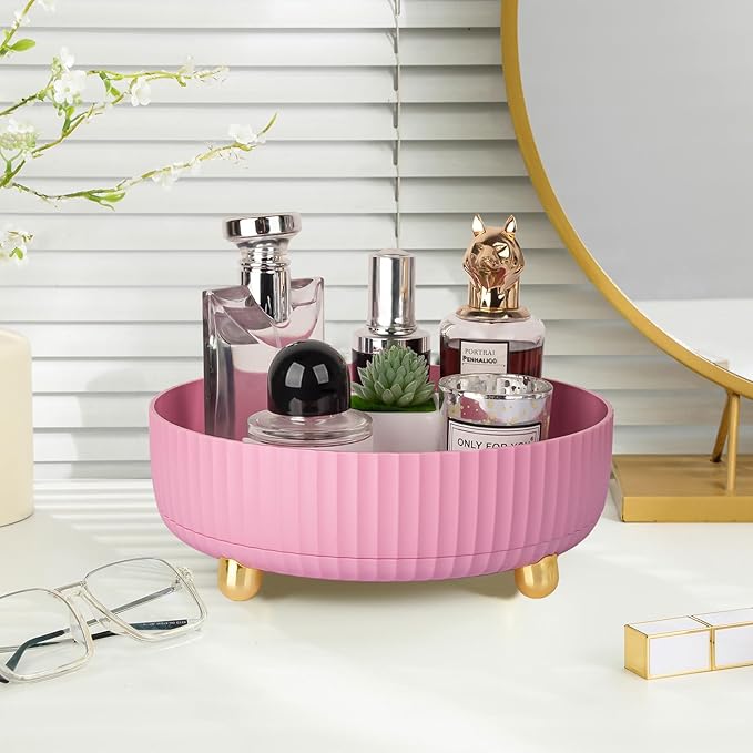 Anyoifax Makeup Perfume Organizer Tray 360 Degree Rotating Lazy Susan Skincare Lotion Organizer Spinning Cosmetics Storage fo