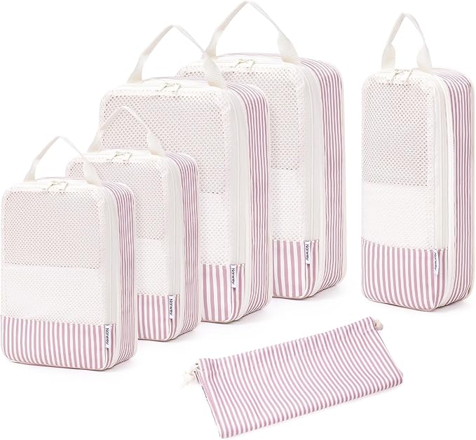 Narwey 6 Set/5 Set Compression Packing Cubes for Travel Kids Women Carry on, Packing Organizers Bag for Backpack Luggage Suit