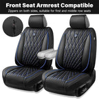 CAR PASS Luxury PU Leather Two Front Car Seat Covers, Waterproof Seat Covers Compatible with Front Seat Armrests, Airbag Comp
