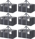 6 Pack Extra Heavy Duty Large Moving Bags with Strong Zipper & Comfortable Handles, Sturdy & Durable Clothes Storage Bags Tot