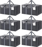 6 Pack Extra Heavy Duty Large Moving Bags with Strong Zipper & Comfortable Handles, Sturdy & Durable Clothes Storage Bags Tot