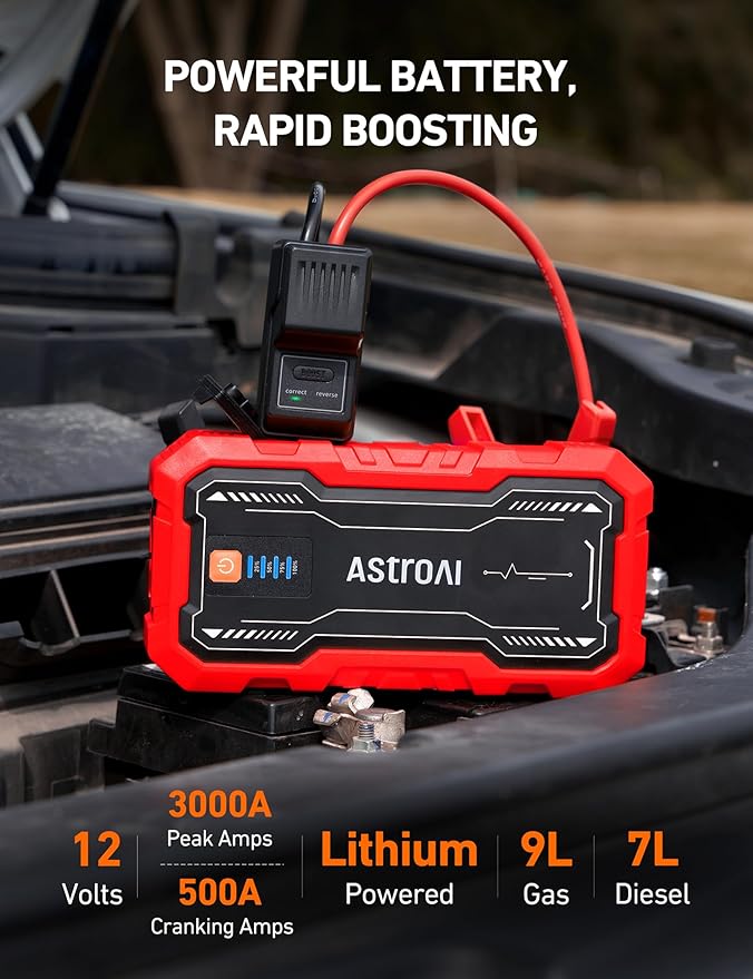 AstroAI S8 Pro Car Battery Jump Starter, 3000A Peak Jump Starter Battery Pack for Up to 9.0L Gas & 7.0L Diesel Engines, 12V