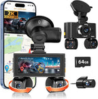 360° View 4 Channel Dash Cam Front and Rear, Dash Camera for Car with 3.16" IPS Touch Screen, 8 IR Night Vision, 5G WiFi&GPS,