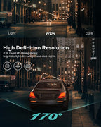 iZEEKER 2.5K Dash Cam, 1440P QHD Car Camera with Free 32GB Card, 3" IPS Display, Night Vision, WDR, 170°Wide Angle, Loop Reco