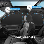 Window Sun Shade Car Curtains - Side Thiken Sun Shades Magnetic 100% Block Light Car Window Covers with Cooler Feeling (Black, T-4pcs)