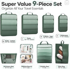 Veken 9/11 Set Compression Packing Cubes for Travel Essentials,Compressible Expandable Large Luggage Suitcase Organizer Bags 