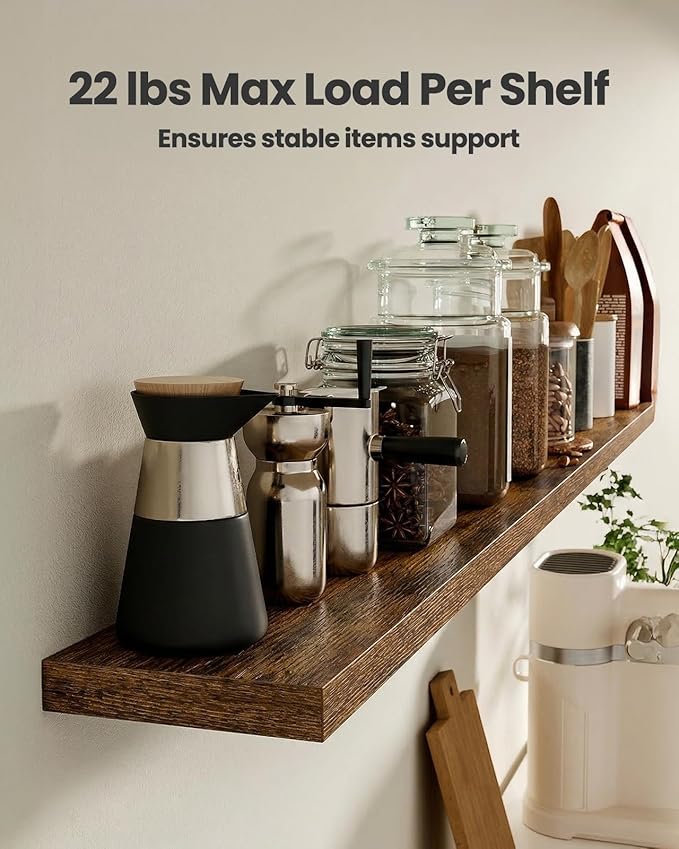 AMADA HOMEFURNISHING 47.2" L Floating Shelves, Wall Shelves Set of 3 for Bathroom/Living Room/Bedroom/Kitchen, Floating Shelv
