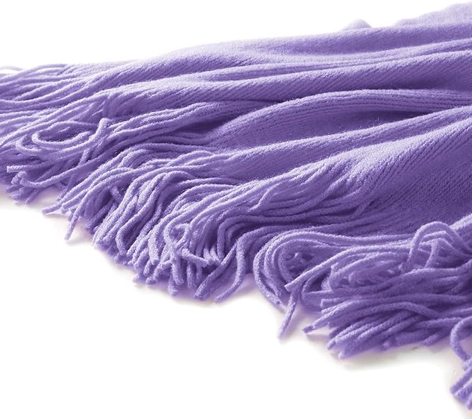Homiest Decorative Knitted Throw Blanket with Fringe, Lightweight Acrylic Knit, Soft & Cozy Tassel Blanket for Couch, Sofa, B