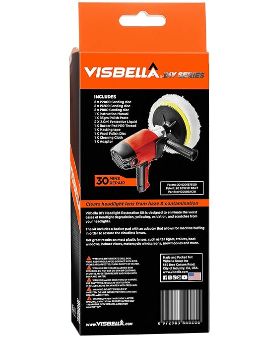 Auto Vehicle Headlight Restoration Kit, DIY Car Care Electric Repair Kit to Restore Oxidation Hazy Yellow Scratch for Headlig
