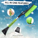 2 Pack 27" Snow Brush and Detachable Ice Scraper for Car Windshield and Window, Car Snow Scraper and Brush with Foam Grip for Cars, Trucks, SUVs, Winter Accessories(Green)