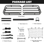 WEIZE 53 x 19 x 4-1/8 Inch Hitch Cargo Carrier, 500 lbs Capacity Steel Hitch Cargo Rack Basket with Net, Strap, Tightener for Car SUV Truck Traveling Camping, 2" Receiver