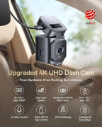 Baseus VD1 Pro Solar Dash Cam Front and Rear, 4K+1080P Dash Camera for Cars, Battery Powered Parking Mode, Starvis Night Visi