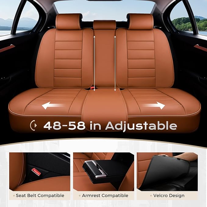 Coverado Car Seat Covers Full Set, Seat Covers for Cars, Front Seat Covers and Back Seat Cover Waterproof Leather Automotive 