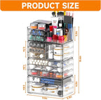 Acrylic Clear Makeup Organizer Countertop,Stackable Skincare Organizer for Vanity With 11 Drawer,Large Plastic Desk Accessori