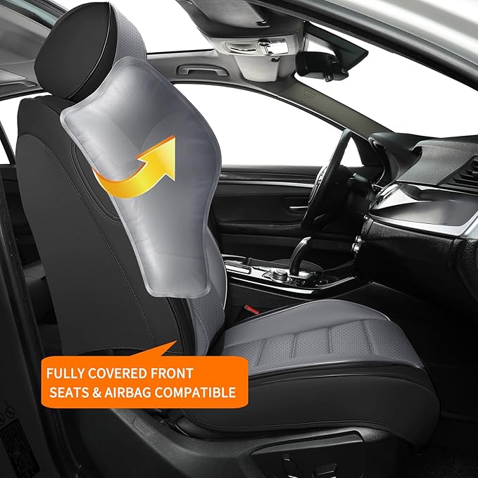 Car Seat Covers Front Seats, 2Pcs Universal Faux Leather Front Seat Covers for Cars, Waterproof Automotive Seat Covers Breath