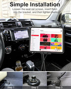 GDZN Tablet Holder for Car Seat Rail with 19.7" Gooseneck Metal Arm, Heavy Duty Anti-Shake Truck Floor Seat Bolt Tablet Mount for iPad Pro 12.9 Air Mini, Galaxy Tab, iPhone, Fire HD, 4-13" Devices