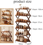 Jessie Bamboo Shoe Rack,Free Standing Shoe Rack for Closet,Portable Folding Shoe Storage Rack, Space Saving,Shoe Shelf for Be