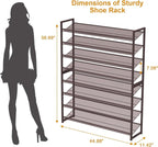 Large Shoe Rack 8 Tier Shoe Organizer, Heavy Duty Metal 4-Tier Stackable Shoe Storage Vertical Shoe Rack for Closet Front Doo