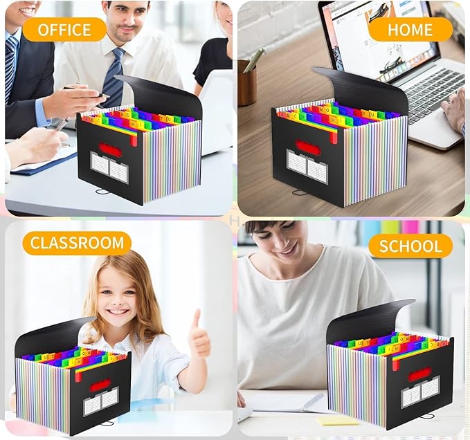 Accordion File Organizer Expanding File Folders,25 Pockets Document Organizer,Plastic Accordian File Folder,Expandable Bill P