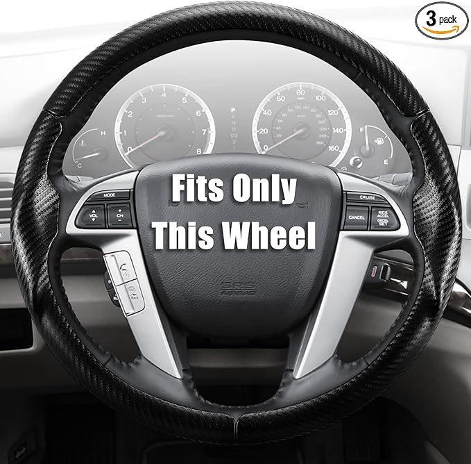 Aimato Customized Steering Wheel Cover for Honda Accord 2008-2012/Pilot 2009-2015/Odyssey 2011-2017,Thin,Anti-Slip,Scratch-Resistant Exclusive Car Accessory for Honda,Matte Black