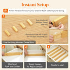 Lifewit 2.4" High 6 Pack Bamboo Drawer Dividers 45-55cm/17.5-22" Adjustable Wooden Drawer Organizer for Clothes/Utensils, Exp