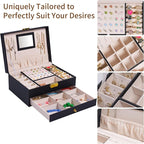 coobest Jewelry Box, 2 Layer Jewelry Organizer with Velvet Earring Organizer, Jewelry Holder Organizer Travel, White Jewelry 