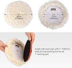 Wool Polishing Pads, SPTA 8"(200mm) 100% Natural Wool Buffing Pad with Hook & Loop Backing 4pcs Set Come with 5/8-11 Thread Backing Plate for Car Polishing, Buffing and Cutting