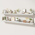 72 Inch Floating Shelves | 6.5 Inch Deep White Floating Shelves Set of 2 | 72" W x 6.5" D Rustic White Wood Wall Shelves with