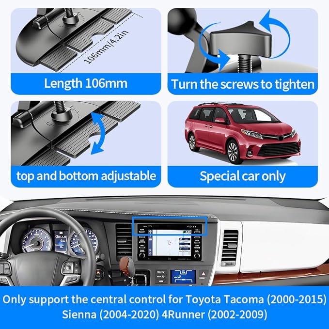 Car Phone Mount Holder For Toyota Tacoma 2000-2015，Sienna 2004-2020，4Runner 2002-2009 Auto Accessories Navigation Bracket Interior CD Slot Mount Screen Decoration dash board Mobile Cell Phone case