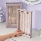 Lolalet Necklace Organizer Box, Jewelry Storage Box with Clear Window for Necklaces Bracelets, Tangle-Free Necklace Display C