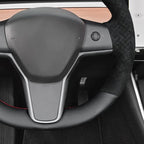 MEWANT Hand Stitched Steering Wheel Cover for Tesla Model 3 2017-2023 / Model Y 2020-2023 for Tesla Model 3/Y Accessories(3D Style)