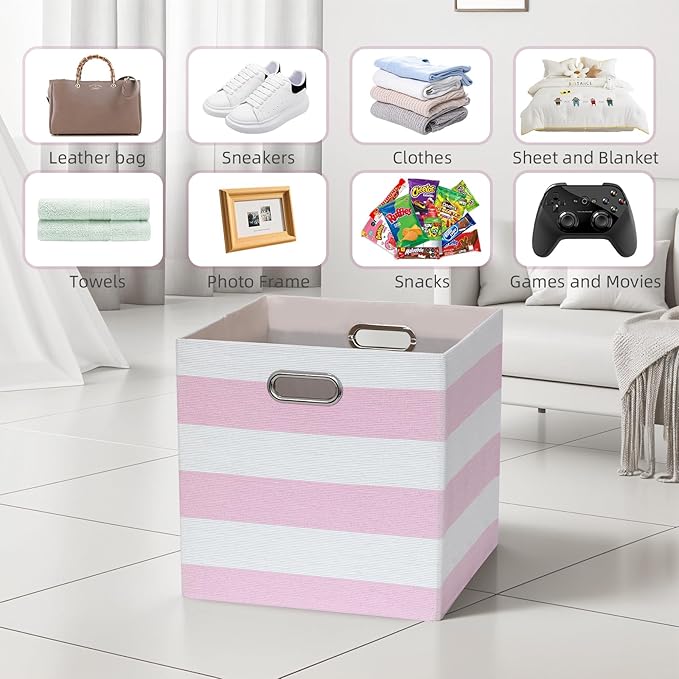 13x13x13 Storage Cube Bins, Foldable Storage Cubes Cubby Baskets Organizer Cloth Bins for Cube Storage Organizing Shelf Close
