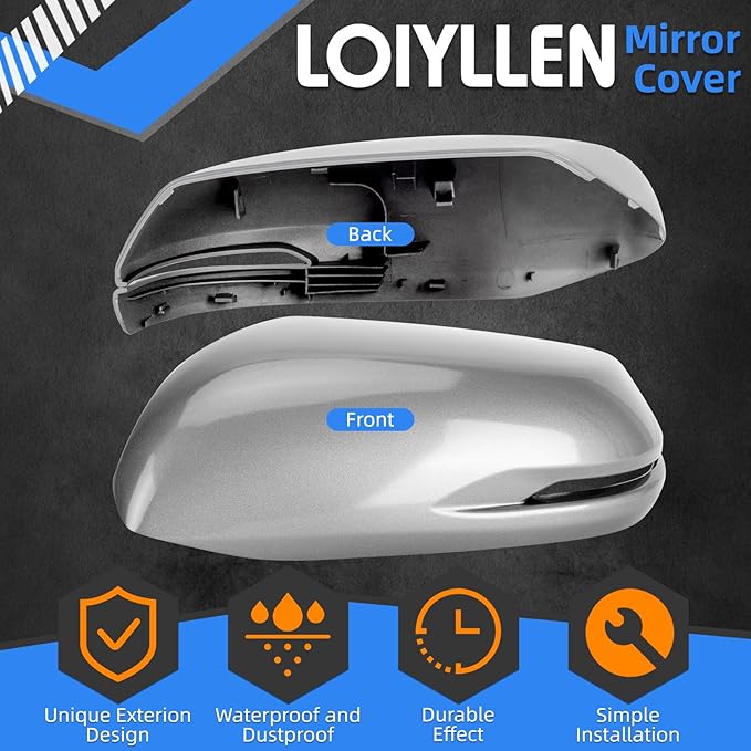 Driver Side Mirror Cover Replacement for Honda CRV 2017 2018 2019 2020 2021 2022 - Left Side Mirror Covers, Rear View Mirror Cap Accessories Grey, With Lamp