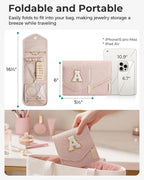 BAGSMART Travel Jewelry Organizer Case K Initial Foldable Jewelry Roll for Journey Rings, Necklaces, Earrings, Bracelets,Mini
