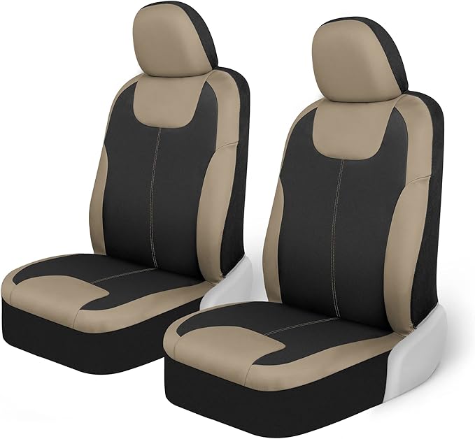 Motor Trend Beige Waterproof Seat Covers for Front Seats – Premium Neoprene Car Seat Covers, Car Seat Protectors with Removab