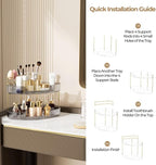 FELIZHOUSE 2-Tier Makeup Organizer for Vanity & Bathroom Countertop – Acrylic Storage Shelf with Perfume Tray & Makeup Brush 