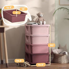 Qaba 4 Tier Kids Storage Unit, Toy Organizers and Storage with 4 Drawer Chest for Kids Bedroom Nursery Kindergarten Living Ro
