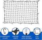 Amiss 4' x 6' Stretches to 8' x 12' Truck Cargo Net, Roof Rack Cargo Net for Pickup Trucks SUV, Heavy Duty Truck Bed Cargo Bungee Net with 12 Black Clips and Storage Bag, Car Exterior Accessories